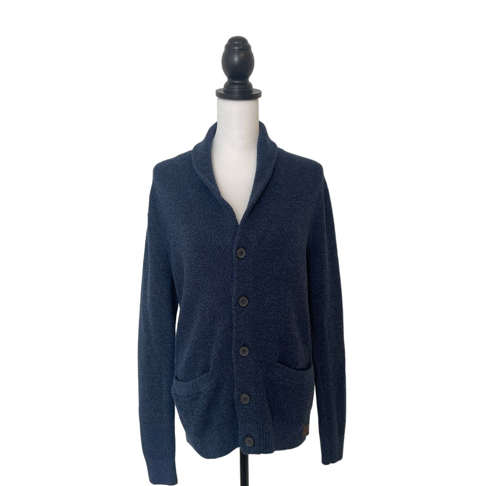 Hollister Womens Blue Knit Button Up Rolled Collar Cardigan Sweater Size S